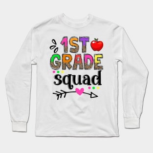 1st Grade Squad First Teacher Student Leopard Back To School Long Sleeve T-Shirt